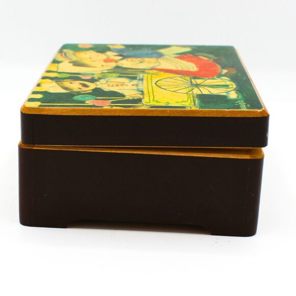 Vintage Wood Reuge Music Box Dutch Kids Art by Juan Ferrandiz Decoupage Style - Picture 6 of 8